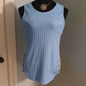 Blue Sleeveless Ribbed Top
